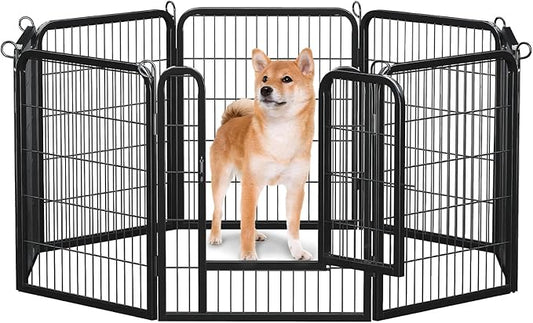 32 Inch Dog Playpen - 8 Panels Metal Pet Exercise Pen for Small-Medium Dogs, Indoor/Outdoor Dog Fence for Yard, Garden, Camping & RV Travel-PawvioPets