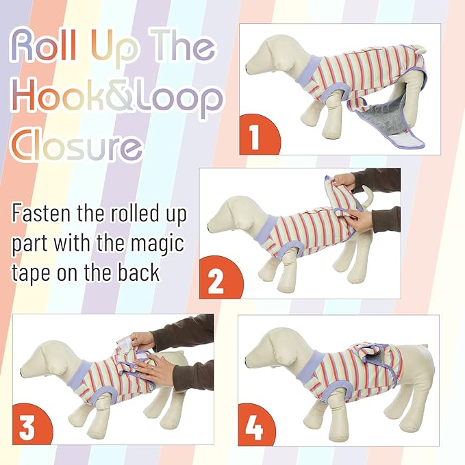 FUAMEY Recovery Suit for Dogs After Surgery,Soft Breathable Dog Bodysuit E-Collar & Cone Alternative Surgical Suit,Male Female Dog Neuter Spay Suits Anti Licking Wounds Onesie Purple Stripes XS-PawvioPets