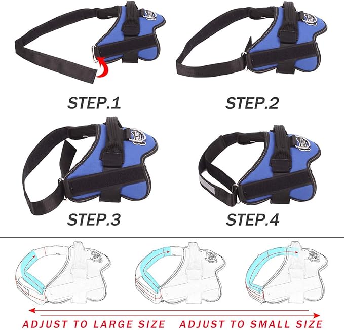 Bolux Dog Harness, No-Pull Reflective Dog Vest, Breathable Adjustable Pet Harness with Handle for Outdoor Walking - No More Pulling, Tugging or Choking (Blue, M)-PawvioPets