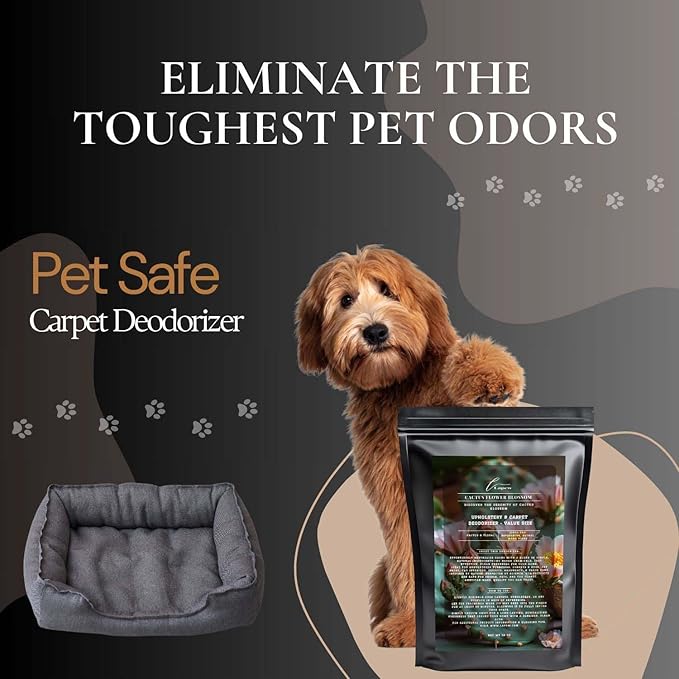 Cactus Flower Blossom Carpet Freshener Powder Refill 36 oz | Powerful Odor Eliminator for Home | Upholstery Deodorizer | Carpet Deodorizer | Pet Urine | Cat Litter Box | Baja Cactus Blossom Fragrance-PawvioPets