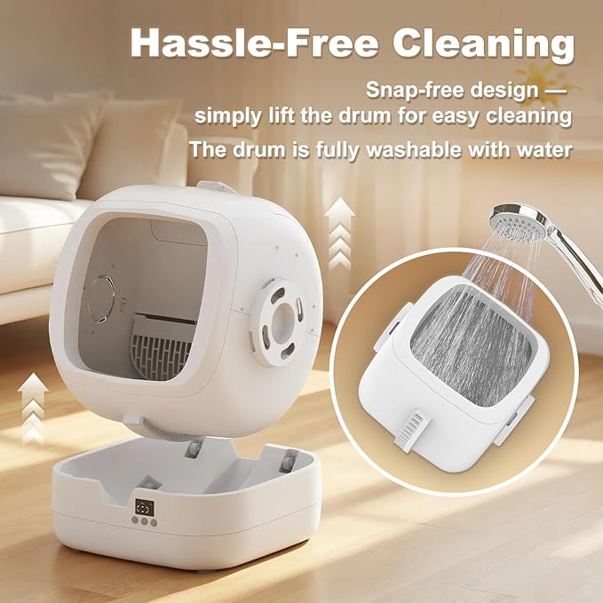 Automatic Cat Litter Box Self Cleaning - APP Control and Weight Monitoring - Ultra-Quiet, Suitable for Medium Cats and Kittens, Safe Anti-Pinch Litter Box (Assembly Required) -White-PawvioPets