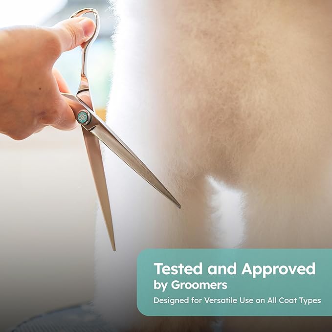 7" Dog Grooming Scissors – Handcrafted, Ergonomic, VG10 Stainless Steel for Sharper, Tougher, Better Edge Retention, Lightweight Shears with 3D Convex Blade for Dogs and Cats-PawvioPets