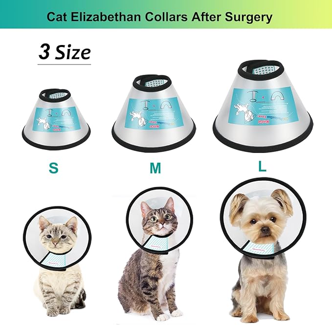 Cat Cone, Adjustable Recovery Pet Cone Elizabethan Collar for Cats Rabbit, 8.1 Inches Cat Cone Collar Soft, Protective Cat Cones to Stop Licking, Lightweight Practical Kitten Cone-PawvioPets