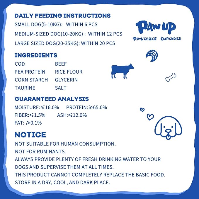 Dog Treats Training Rewards, Beef Cod Cubes, 1% Taurine Added, 12.5 oz, Rawhide Free, Grain Free, Low Fat Dog Training Rewards and Snacks, No Additives-PawvioPets