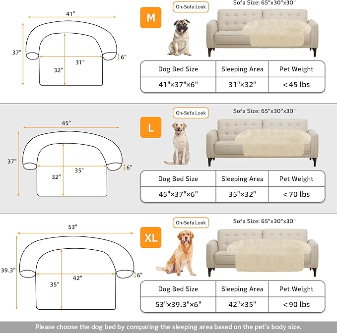 Calming Dog Bed Fluffy Plush Dog Mat for Furniture Protector with Removable Washable Cover for Large Medium Small Dogs and Cats (Large, Beige)-PawvioPets