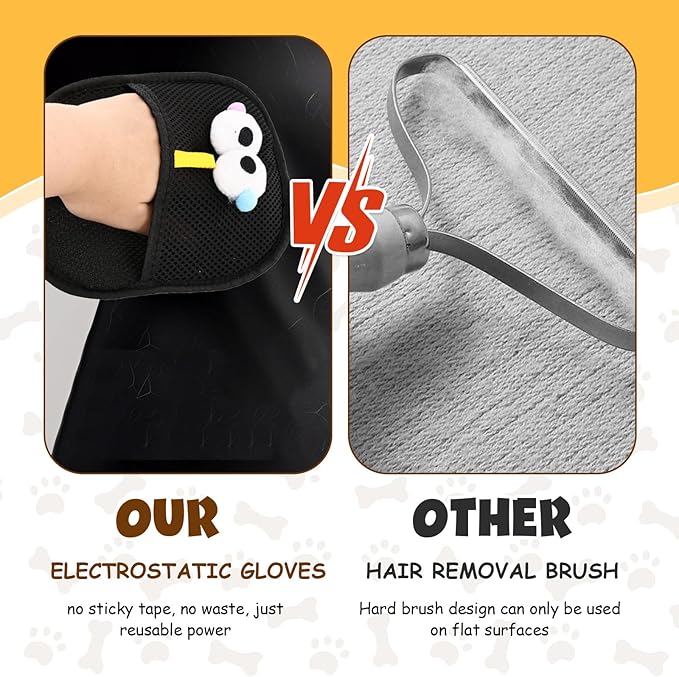 Electrostatic Pet Hair Remover, Pet Hair Remover Tool for Cats & Dogs, Cleaning Gloves for Carpet, Couch, Furniture, Car Seat, Double-Sided, Reusable, Washable (1 PCS)-PawvioPets