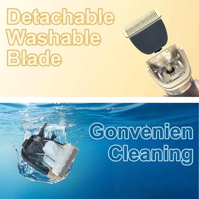 Dog Pet Grooming Kit Low Noise - Cordless Rechargeable Clippers for Dogs/Cats - Upgraded Accessory Version with Two Scissors and a Storage Bag (Gold)-PawvioPets