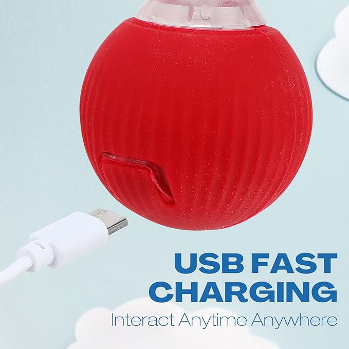 2 Pcs Interactive Rolling Cat Dog Toy Ball, Electric Cat Ball Toy Smart Automatic Self Rolling Dog Ball Toys, 360° Smart Rolling Ball Toy Electric Balls for Dog Cat (Red)-PawvioPets