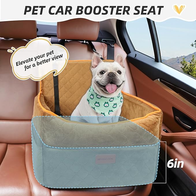 Dog Car Seat for Small Medium Dogs, Memory Foam Dog Booster Seats with Thick Cushion for Dogs Under 35lbs, Detachable Washable Pet Car Seat Travel Bed with Storage Pockets,2 Safety Belt-PawvioPets