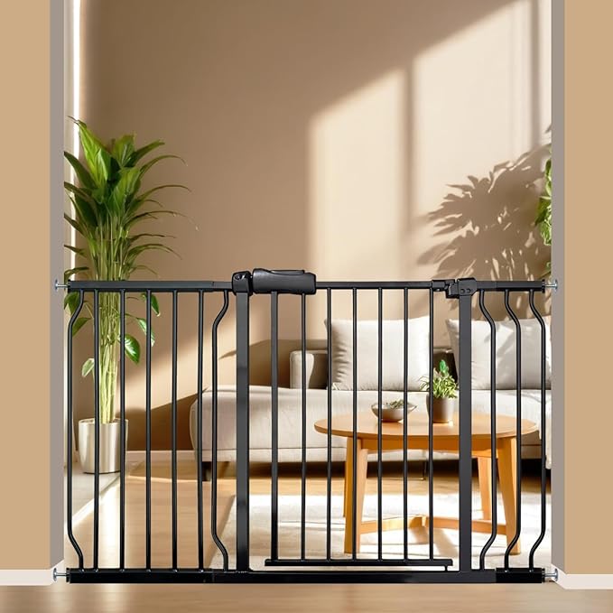 Baby Gates Extra Wide 48-53 Inch Large Baby Gate for Stairs Tension Pet Dog Gates Indoor for Doorways No Drilling Pressure Mounted Pet Gates for Kids-PawvioPets