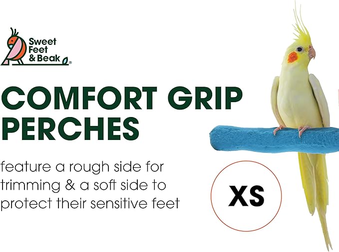 Comfort Grip Safety Perch for Bird Cages - Pedicure Perch for Birds to Keep Nails and Beaks in Top Condition - Safe Easy to Install Bird Cage Accessories - X-Small 4.5"-PawvioPets