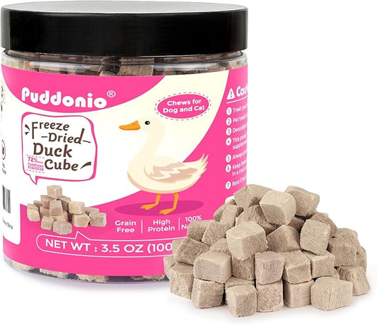 Freeze Dried Cats & Dogs Raw Treats, All Natural Single Ingredient Duck Breast, High Protein Healthy Pet Training Treats or Food Topper, 3.5 oz-PawvioPets