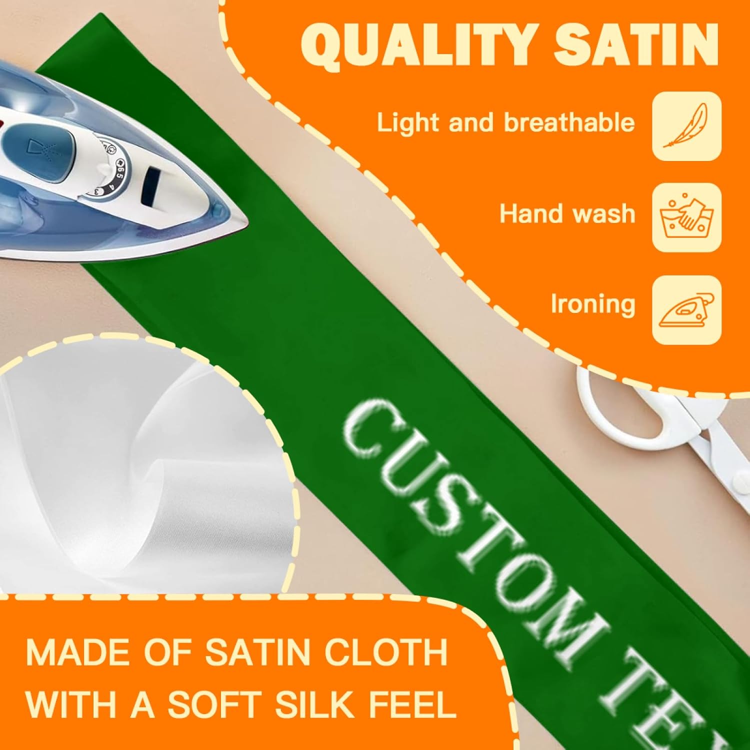 Custom Sash,Personalized Birthday Sash with Text Photo,Customized Bachelorette Sash Quote Sash Bride to Be Sash Color Optional (No decorative edge, Green)