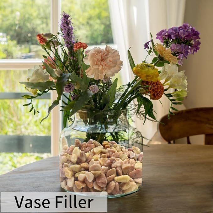 5lbs Natural Pea Gravel Pebbles, 3/8 Inch Decorative Succulent Rocks Pebbles for Indoor Plants. River Rocks for Vase and Outdoor Garden Landscaping Rocks-PawvioPets