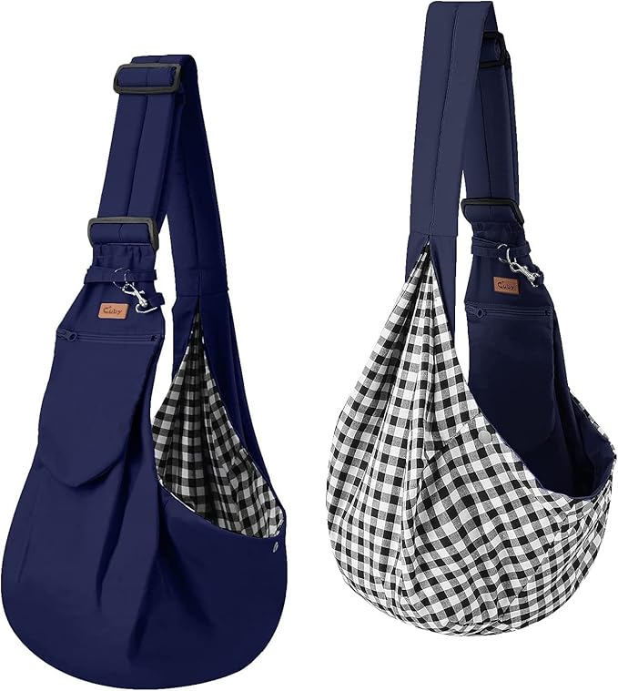 CUBY Dog and Cat Sling Carrier - Hands Free Reversible Pet Papoose Bag - Soft Pouch and Tote Design - Adjustable - Suitable for Puppy, Small Dogs, and Cats for Outdoor Travel-PawvioPets