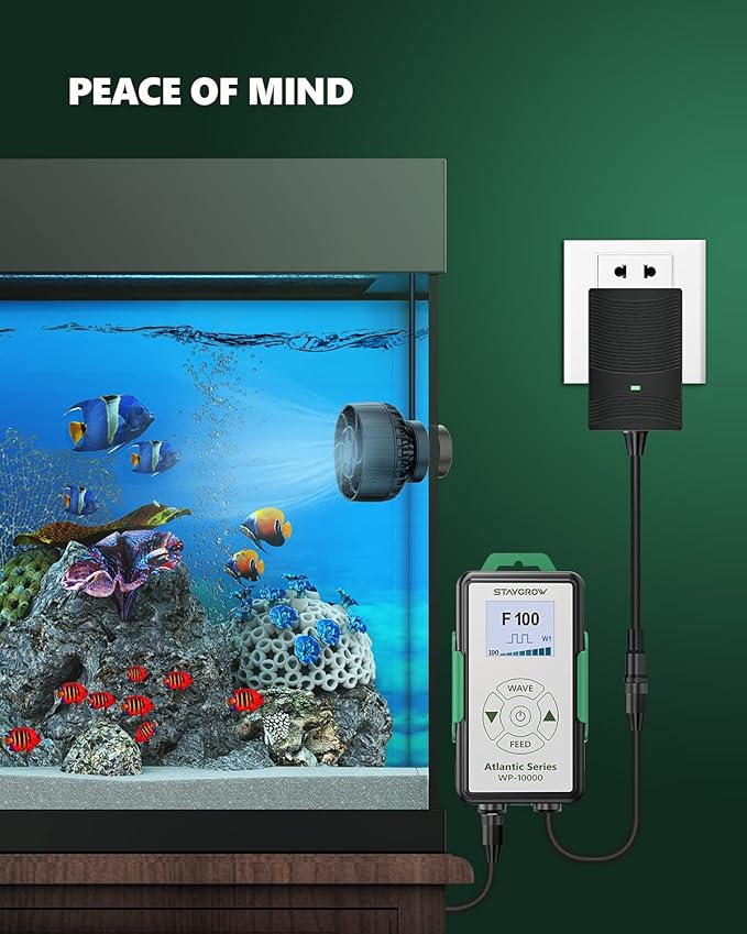 Atlantic Series WP-10000 Wave Maker for Aquarium, DC 24V 20W 2642 GPH (10000 L/H) Powerhead, Powerful yet Silent Sine Wave Controllable Wave Pump for Fresh/Saltwater/Marine/Reef Tank Black-PawvioPets