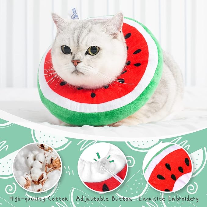 ANWA Adjustable Cat Cone Collar Soft, Cute Cat Donut Collar After Surgery, Kitten Recovery Cones to Stop Licking-PawvioPets