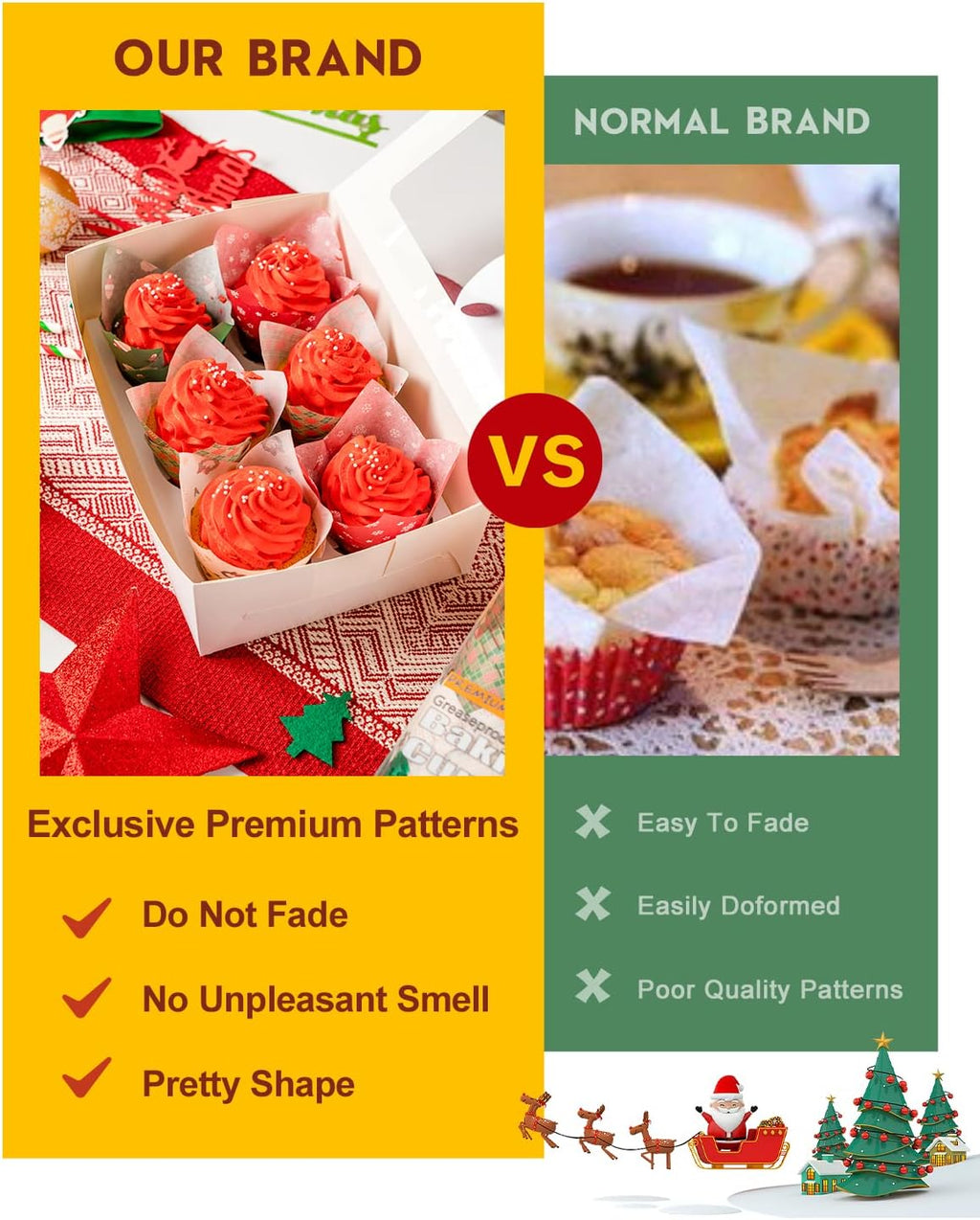 Katbite Christmas Tulip Cupcake Liners 200PCS, Muffin Baking Cupcake Liners Holders