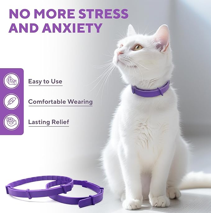 Cat Calming Collar & Pet Anti Anxiety Products - Feline Calm Pheromones Collars & Cats Stress Relief - Relaxivet Comfort Helps with Pee, New Zone, Aggression, Fighting with Dogs & Other Behavior-PawvioPets