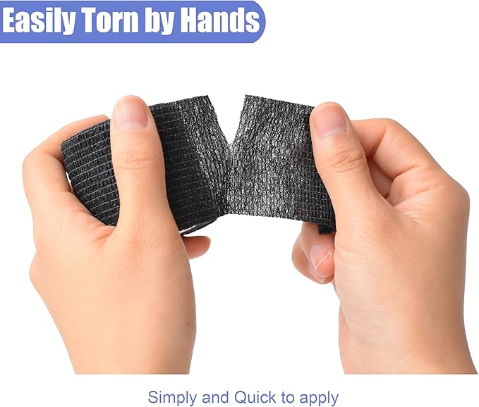 9 Pack 2" x 5 Yards Self Adhesive Bandage Wrap Self Stick Wrap for Ankle, Wrist, Finger, Sports, Breathable Cohesive Vet Tape for Pets (Black)-PawvioPets