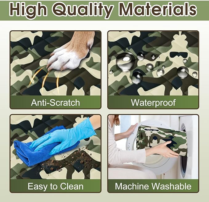 Dog Car Seat Cover, Durable Waterproof Scratch Proof Nonslip Dog Hammock, Pet Back Seat Covers with Pocket for Cars SUVs and Trucks - S, Camouflage-PawvioPets