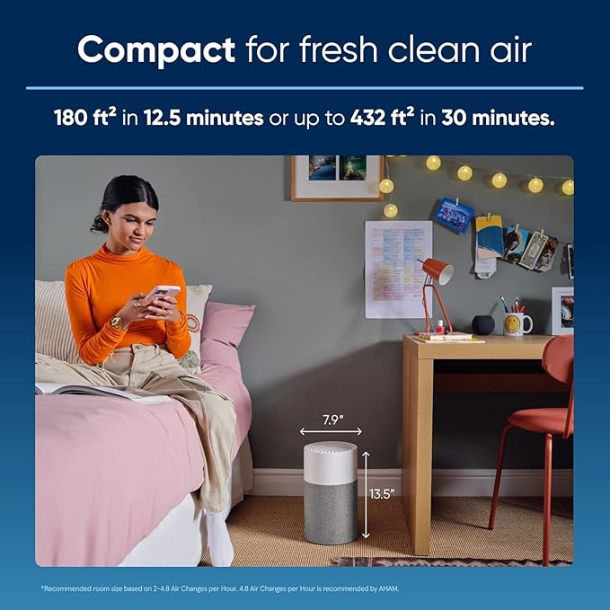 BLUEAIR Air Purifiers for Bedroom Small Room Air Purifiers for Home Air Purifiers for Pets Allergies Air Cleaner, HEPASilent Virus Air Purifier for Dust Baby Air Purifier for Nursery Blue Pure 511-PawvioPets