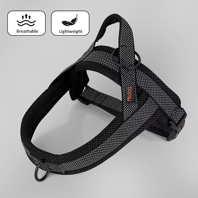 Didog No Pull Dog Harness with Breathable Mesh Padded, Full Reflective & Quick Fit Adjustable Vest Harness, Easy for Training Walking for Small & Medium and Large Dogs (Black, M:Chest 21-26")-PawvioPets