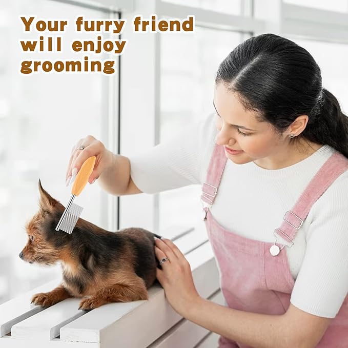 DLUGOPIS 4 In Pet Face and Finishing Comb for Dogs Small Faces Metal Pocket Comb Perfect For Matted Fur Knots Tangles-PawvioPets