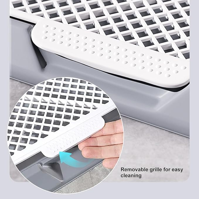 Fabater Dog Potty Toilet Training Tray, Portable Multifunctional Mesh Puppy Training Toilet Pad Holder with Bafflel for Small Dogs Puppies (Gray)-PawvioPets