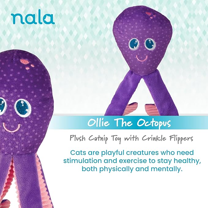 Caitec Presents Nala Cat Ollie The Octopus - Catnip Toy - Interactive Cat Toy - Chew Toy - Pillow Toy, 2 Pack-PawvioPets