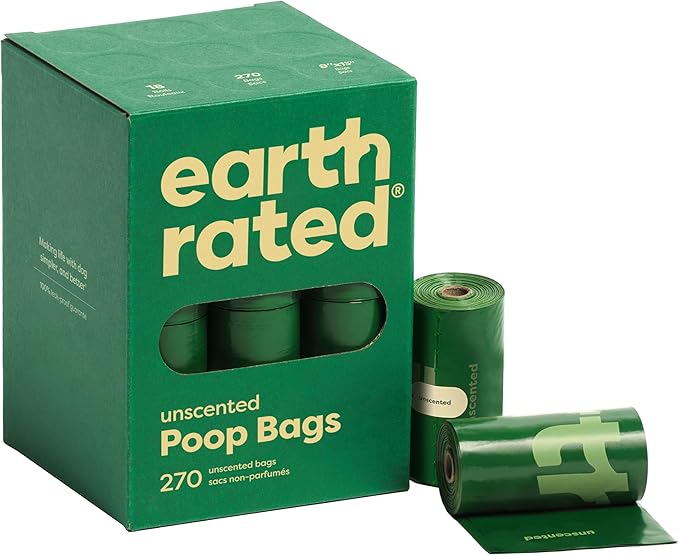 Earth Rated Poop Bags for Dogs, Guaranteed Leak Proof and Extra Thick Waste Bag Refill Rolls, Unscented, 270 Count-PawvioPets