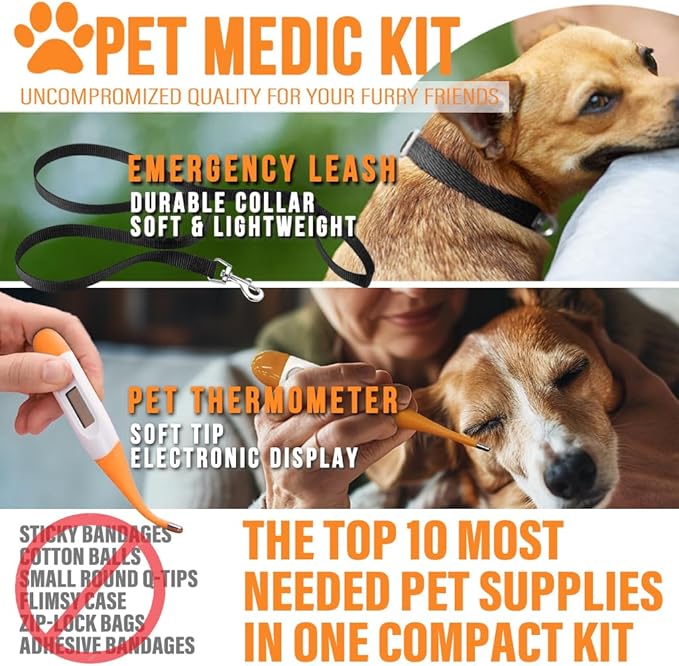 EVERLIT Pet Medic First Aid Kit | Vet-Approved Animal Care Kit with 95 Pcs Medical, Outdoor & Emergency Supplies to Treat Dogs, Cats | Travel-Friendly Compact Bag for Home, Car and Travel (Blue)-PawvioPets