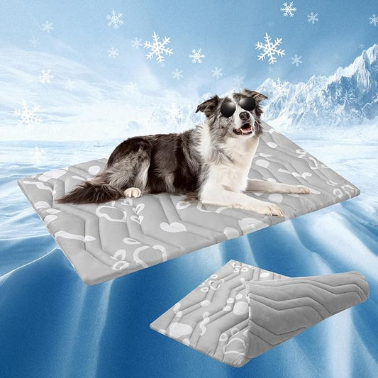 BEAUTYZOO Upgrade Dog Cooling Mat Extra Large, Reversible Self-Cooling Mat for Dogs, Thicken Pet Ice Cool Pad Blanket for Summer Kennel Sofa Bed Floor Car Seat, Machine Washable&Foldable, 48"x28"-PawvioPets