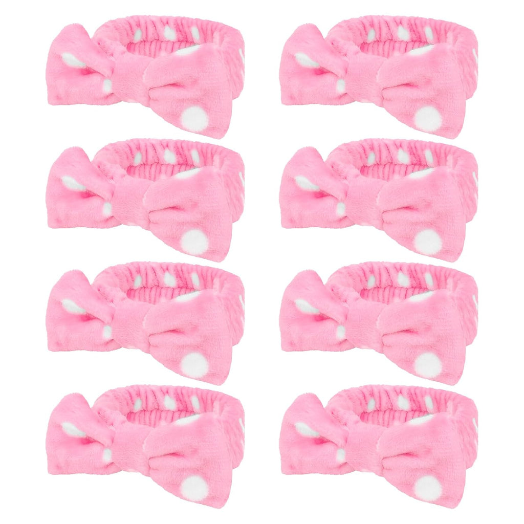 Semato 8 Pcs Pink Spa Headband with Dot Bachelorette Party Favor Set Skincare Headband for Women Gifts Party Supplies (pink dot)