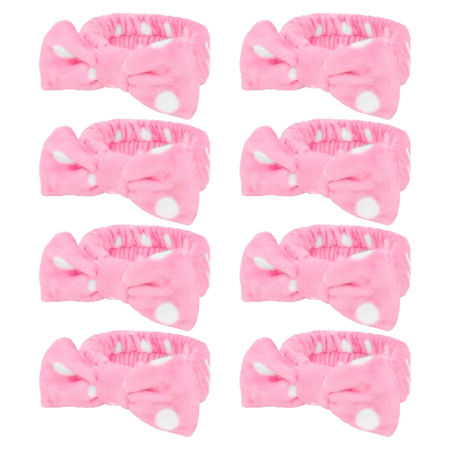 Semato 8 Pcs Pink Spa Headband with Dot Bachelorette Party Favor Set Skincare Headband for Women Gifts Party Supplies (pink dot)