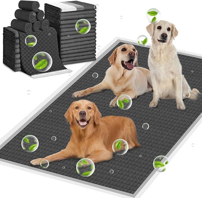 ELEGX Extra Large 28"x44" 30 Pcs Odor-Control Super Absorbency Charcoal Pee Pads for Dogs,Leak-Proof Pet Training Pee Pads,Thicken Disposable Potty Pads Puppy Training Pads for Cats Rabbits-PawvioPets