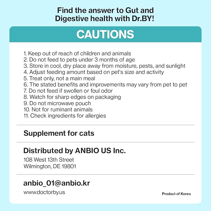 Dr.by CAT BIOME Cat Probiotics - Digestive & Gut Support for Cats, Diarrhea Relief, Immunity Booster with Lactiplantibacillus plantarum Lickable Formula Individually Packaged-PawvioPets