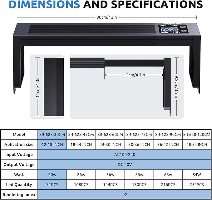 24/7 LED Aquarium Light for 12-18 Inch Fish Tank, Fish Tank Light for Plants, Auto On Off with Timer, 9 Colors, Adjustable Brightness, Daylight & Moonlight, DIY and Nature Weather Mode, 20W-PawvioPets