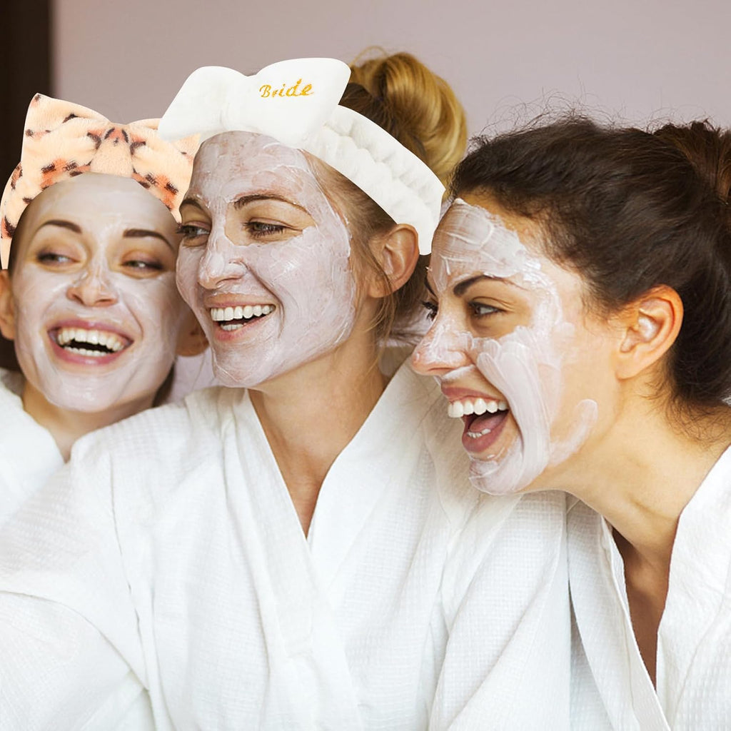 Semato Bachelorette Party Favor Set - Bride & Bridesmaid Spa Headbands (1 bride+ 7 leopard)