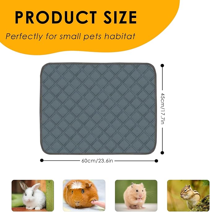 4 Pack Guinea Pig Cage Liners Washable Guinea Pig Bedding Reusable Waterproof Super Absorbent Guinea Pig Pee Pads Anti Slip Mat for Small Animals Rabbit Hamster Rat - 24" x 18"-PawvioPets