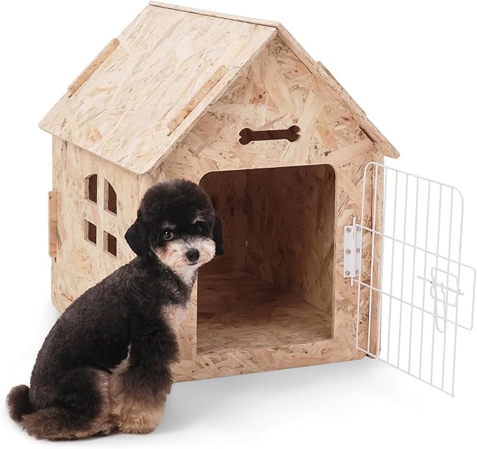 Dog House Indoor for Small Dogs or Cats, Cozy Wooden Design, Small Indoor Bed House, with Air Vents and Elevated Floor Warm Dog Cave-PawvioPets