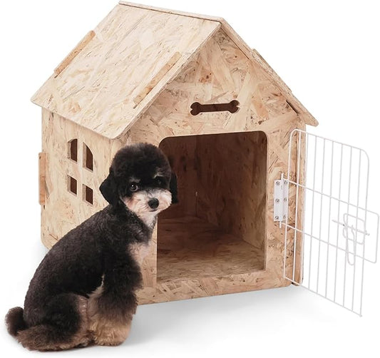 Dog House Indoor for Small Dogs or Cats, Cozy Wooden Design, Small Indoor Bed House, with Air Vents and Elevated Floor Warm Dog Cave-PawvioPets