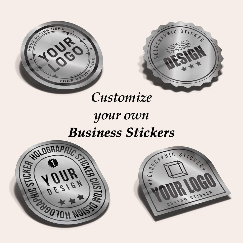 Custom Logo Stickers for Business, Personalised Logo Labels, Waterproof, Perfect for Branding & Packaging (Brushed Silver)