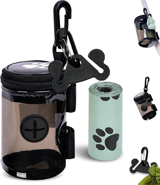 Dog Waste Bag Dispenser Poop Bag Dispenser for Leash Accessory dog Poop Bag Holders Fits Dog Leash Include Hand Free Holder, Clear, No-PUXYB-PawvioPets