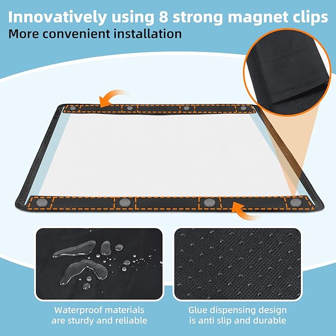 Dog Pee Pad Holder, Oxford Cloth Material, Fit 28"x34" Pad,Puppy Pad Holder, 8 Powerfu Magnetic Clips, Indoor Dog Potty, Black-PawvioPets