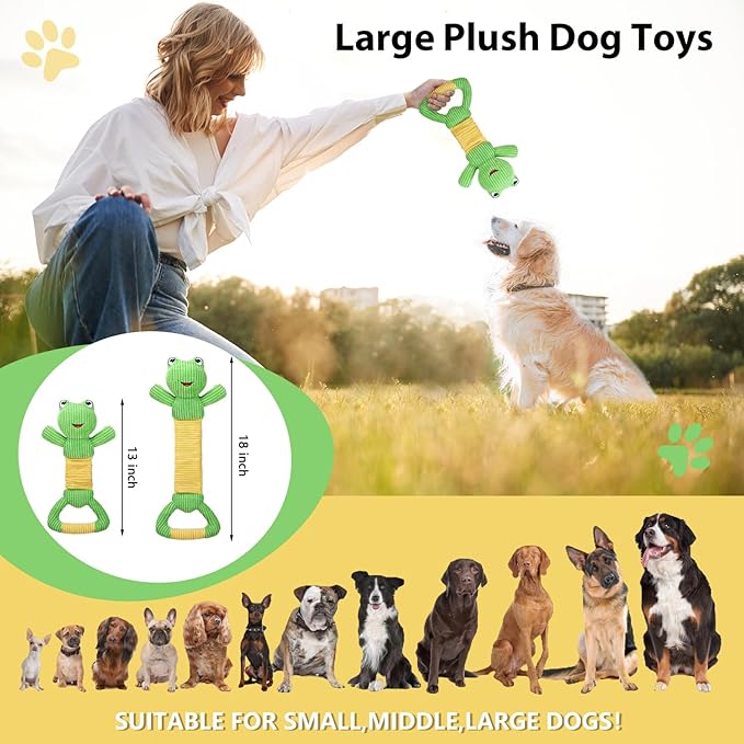 Dog Squeak Toys Durable Plush Dog Toy with Crinkle Paper, Tug of War Pull Toys for Puppies, Interactive Dog Chew Toys for Small, Medium and Large Dogs-PawvioPets