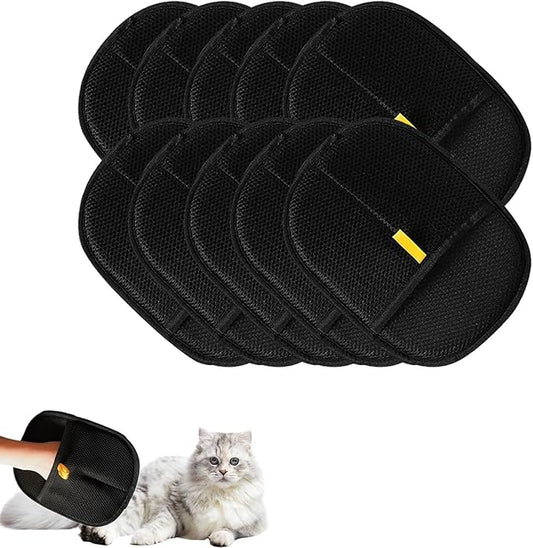 2025 Upgraded Pet Hair Removal Glove |Double-Sided – Reusable Grooming & Bathing Glove for Dogs and Cats |Soft Silcone Touch |Easy Deshedding and Cleaning Mitt (Black, 10 PCS)-PawvioPets