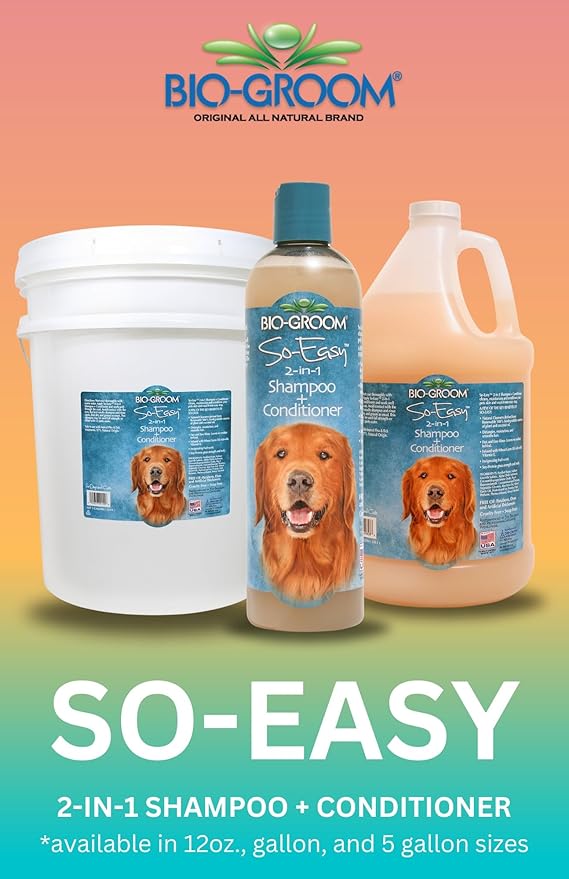 Bio-Groom So Easy 2 in 1 Shampoo & Conditioner - Dog & Puppy Shampoo and Conditioner 5 Gallon, Detangling Dog Wash, Bulk Size for Grooming, Soap Free, 12:1 Concentrate - Tropical Fruit Scent, 5 Gallon-PawvioPets