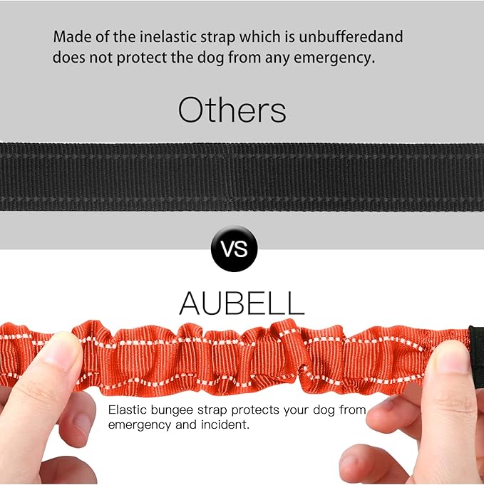 AUBELL Dog Seat Belt for Car,Updated 3-in-1 Adjustable Reflective Bungee Heavy Duty Dog Car Harness Tether with Clip Hook Latch & Buckle,Swivel Zinc Alloy Carabiner,Orange-PawvioPets