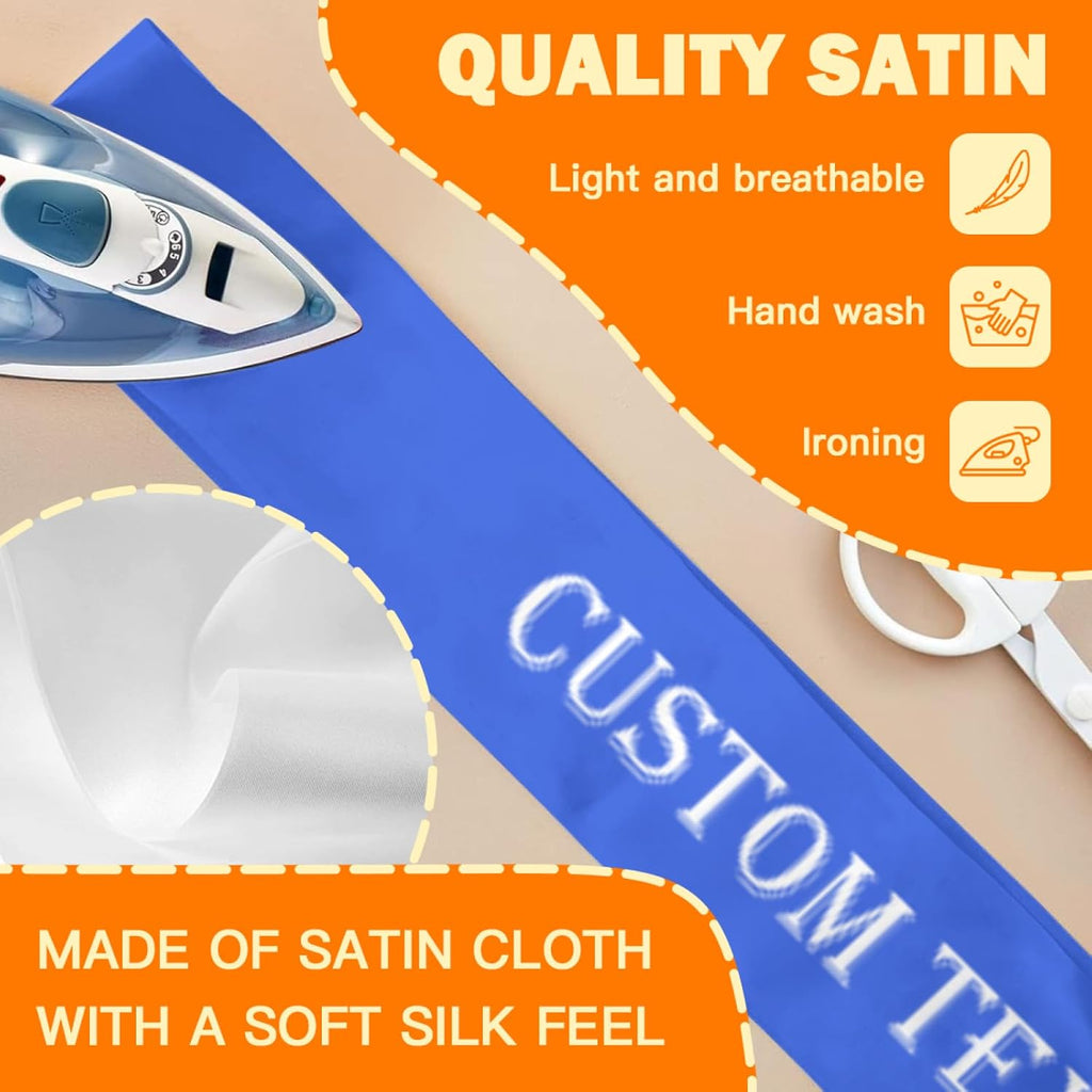 Custom Sash,Personalized Birthday Sash with Text Photo,Customized Bachelorette Sash Quote Sash Bride to Be Sash Color Optional (No decorative edge, Blue)